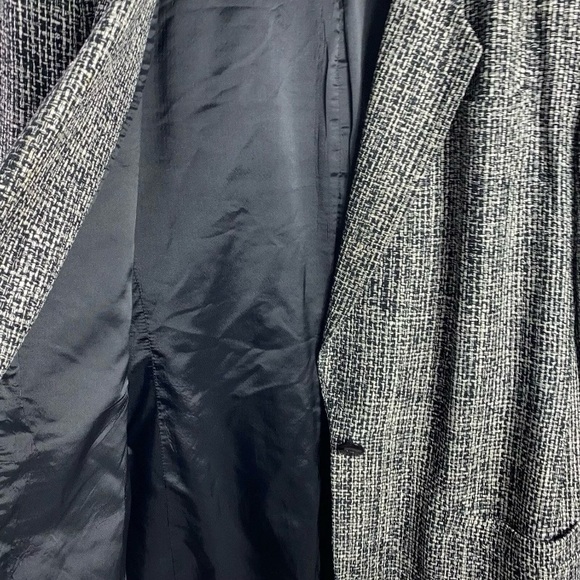 Lord & Taylor Vintage Women’s 100% Silk Black & White Tweed Blazer Jacket Sz 16 - Picture 4 of 9